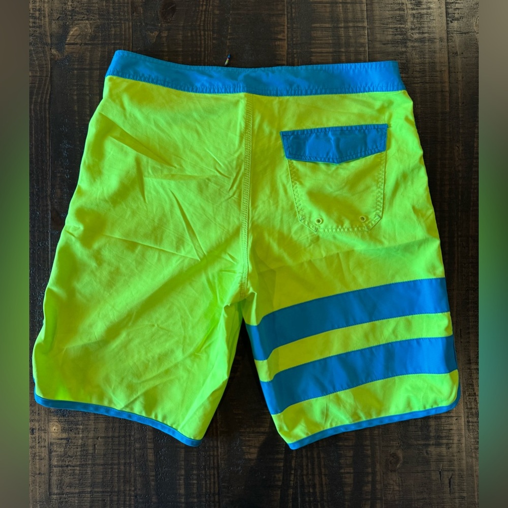 HurleyNeon Yellow and Blue Striped board shorts